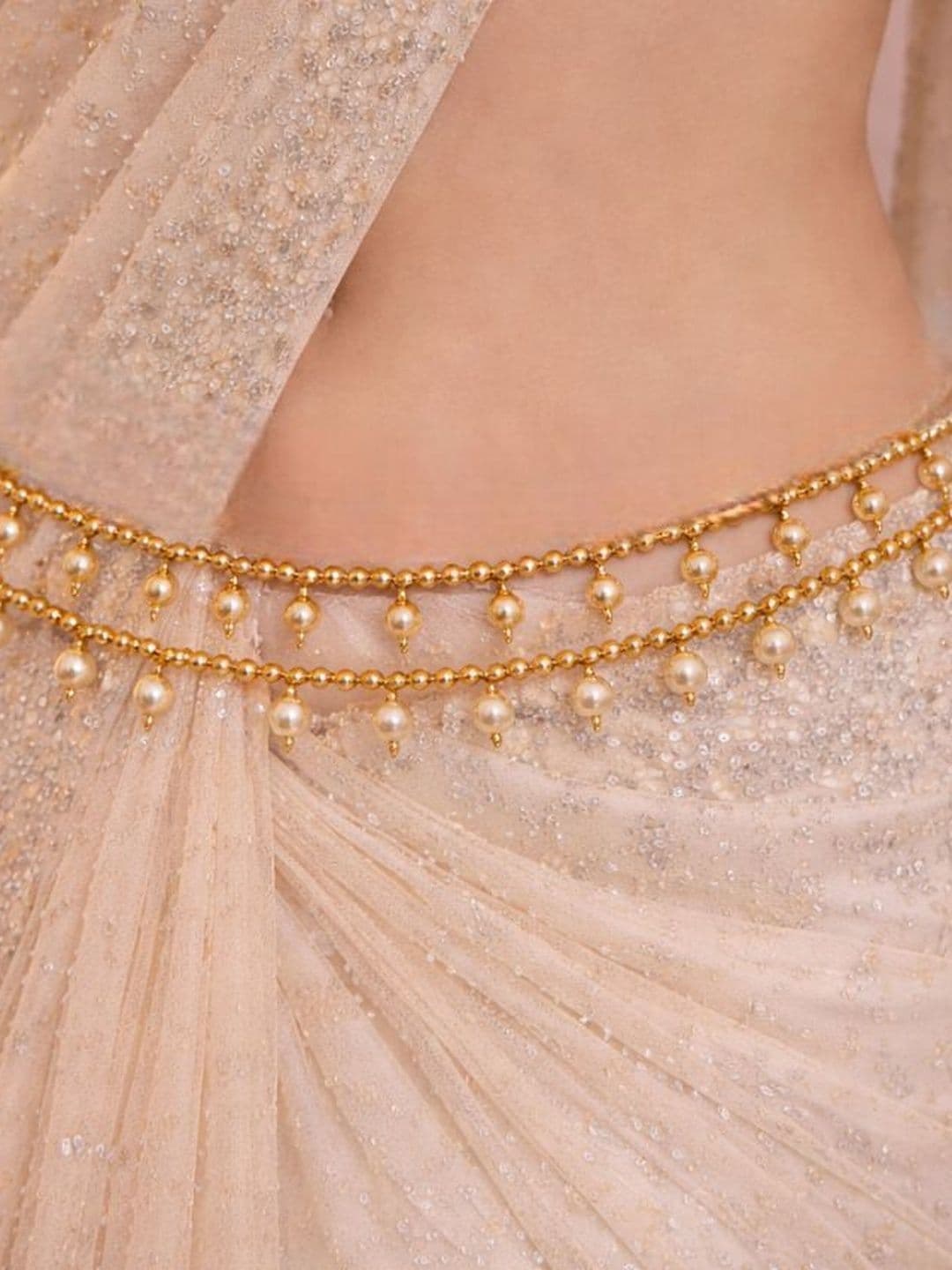 GC PREMIUM JEWELLERY Pearls Studded Waist Chain Saree Accessories - view 1