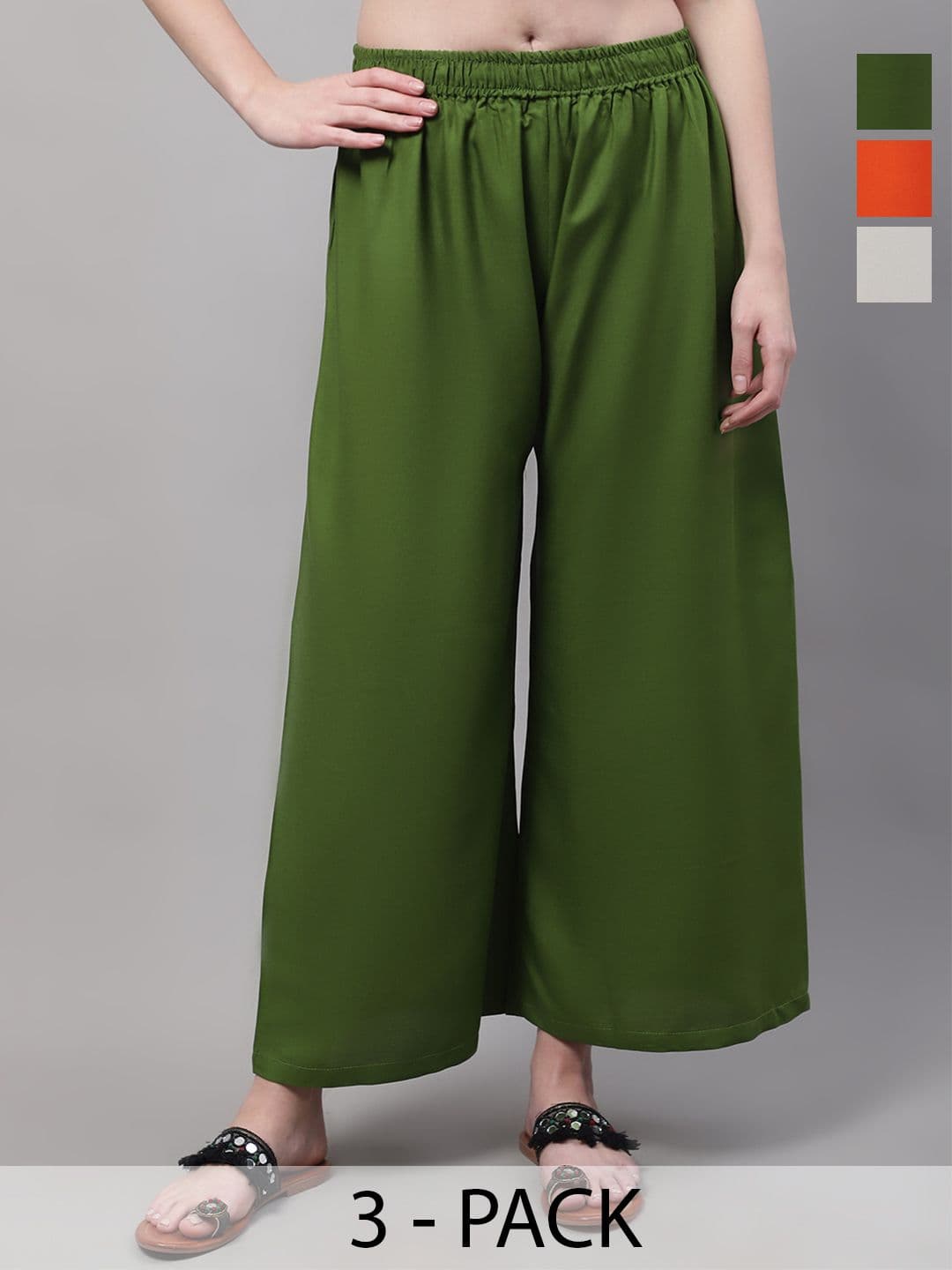 Valles365 by S.C. Women 3 Flared Ethnic Palazzos - view 1