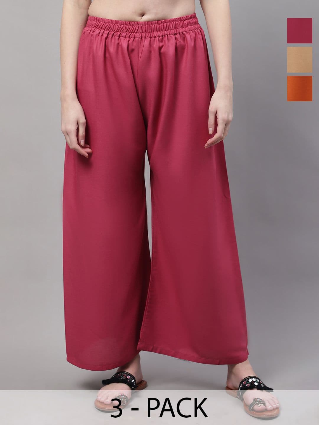 Valles365 by S.C. Women 3 Flared Ethnic Palazzos - view 1
