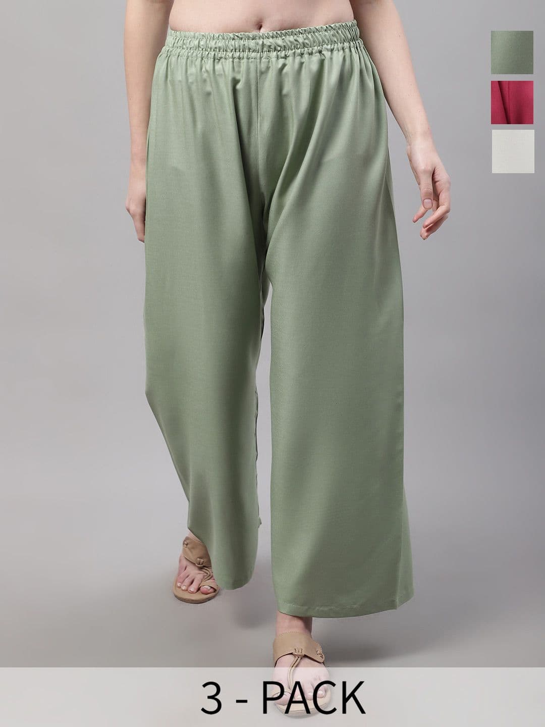 Valles365 by S.C. Women 3 Flared Ethnic Palazzos - view 1