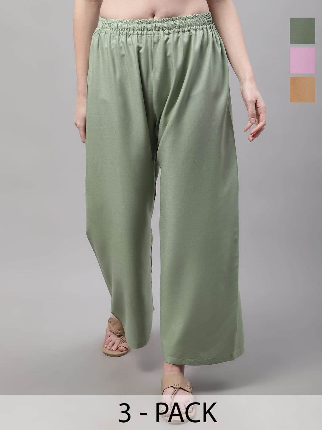 Valles365 by S.C. Women 3 Flared Ethnic Palazzos - view 1