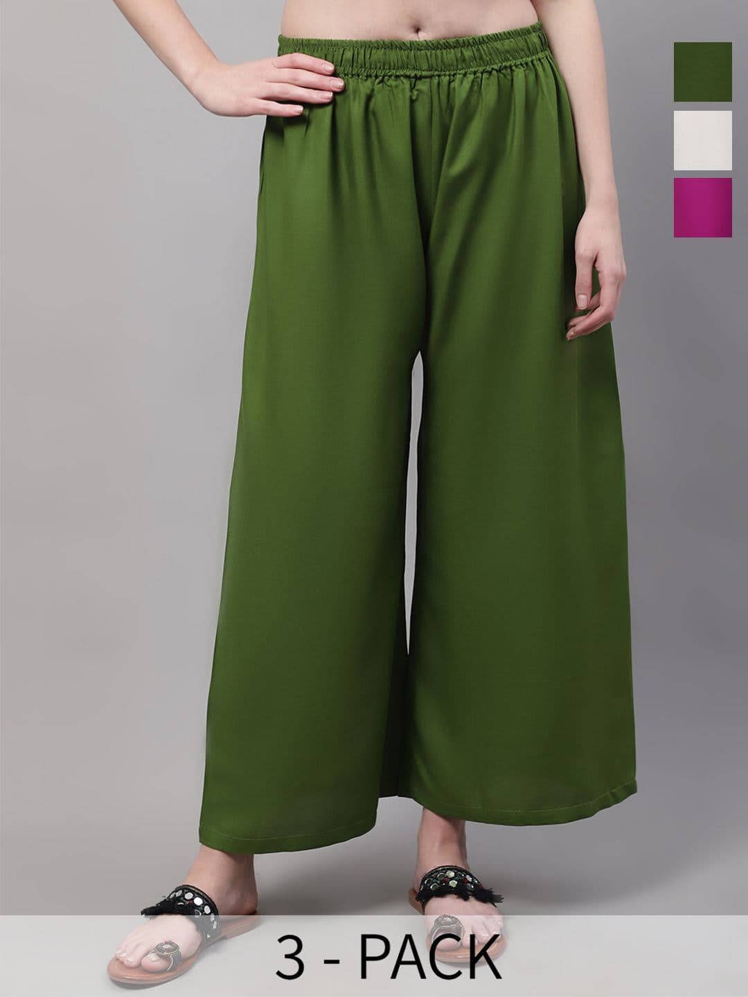 Valles365 by S.C. Women 3 Flared Ethnic Palazzos - view 1