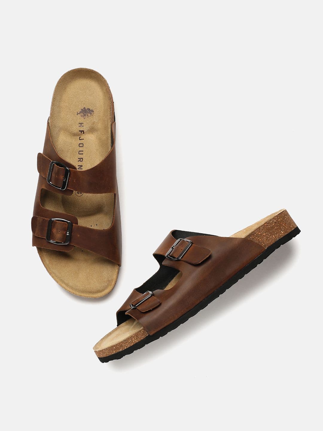 HF JOURNEY Men Leather Comfort Sandals With Buckle - view 1