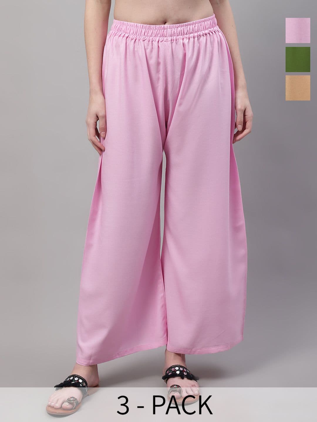 Valles365 by S.C. Women 3 Flared Ethnic Palazzos - view 1