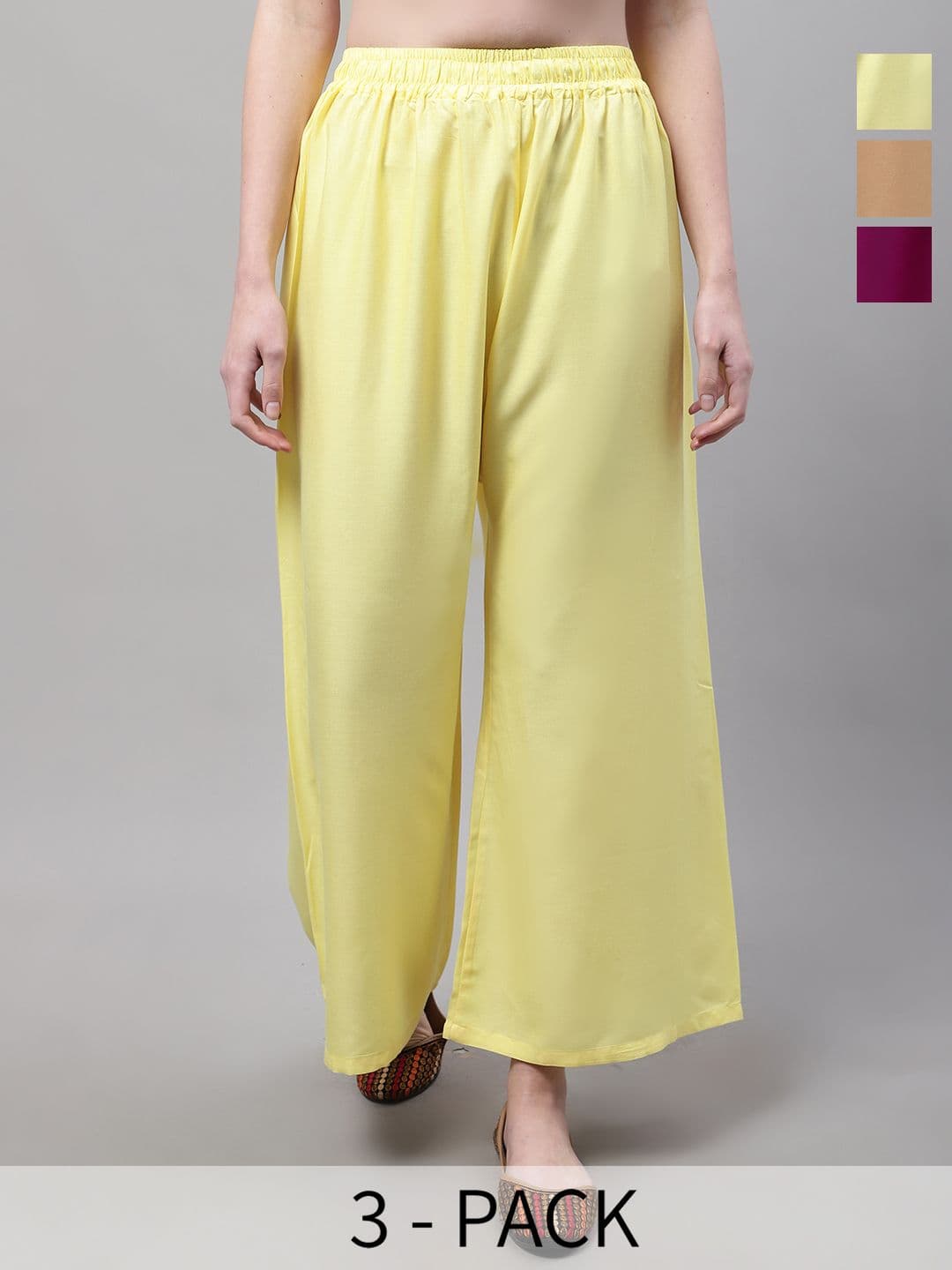 Valles365 by S.C. Women 3 Flared Ethnic Palazzos - view 1