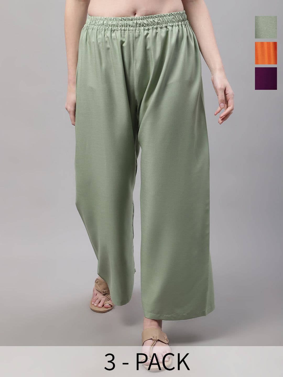 Valles365 by S.C. Women 3 Flared Ethnic Palazzos - view 1