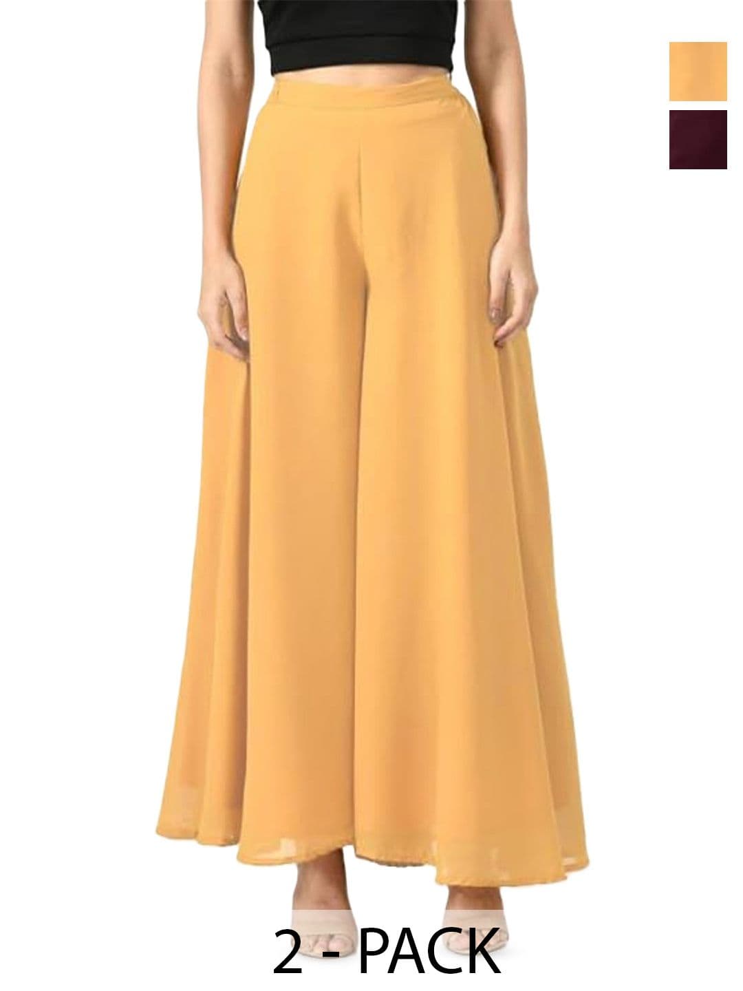 ERUDITE CLUB Women 2 Flared Georgette Ethnic Palazzos - view 1