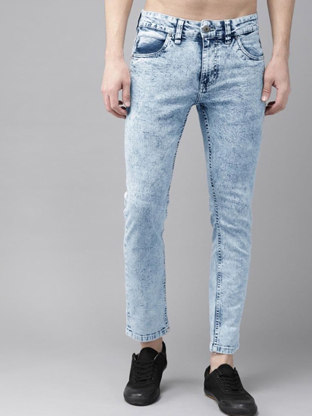 Roadster Men Blue Skinny Fit Mid-Rise Clean Look Acid Wash Stretchable Cropped Jeans - view 1