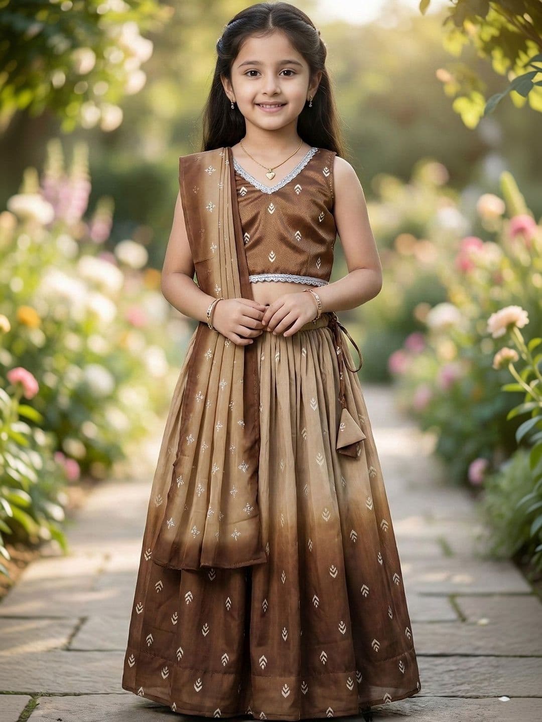 BAESD Girls Ombre Printed Ready to Wear Lehenga & Blouse With Dupatta - view 1