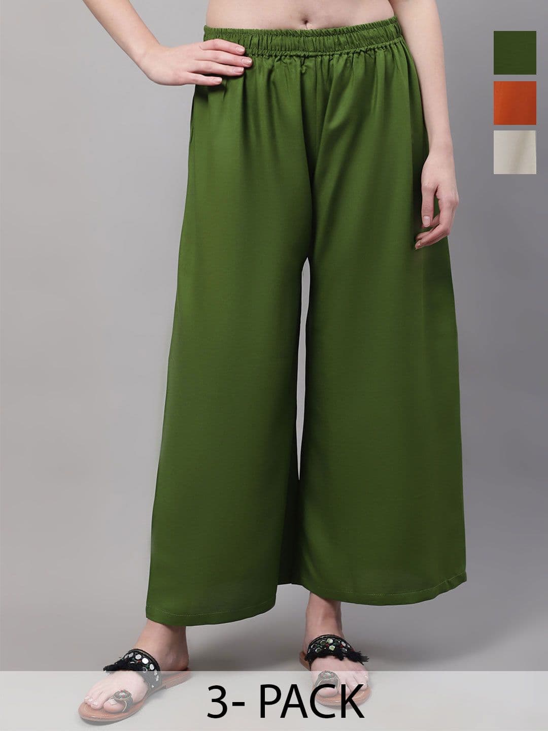 Valles365 by S.C. Women 3 Flared Ethnic Palazzos - view 1