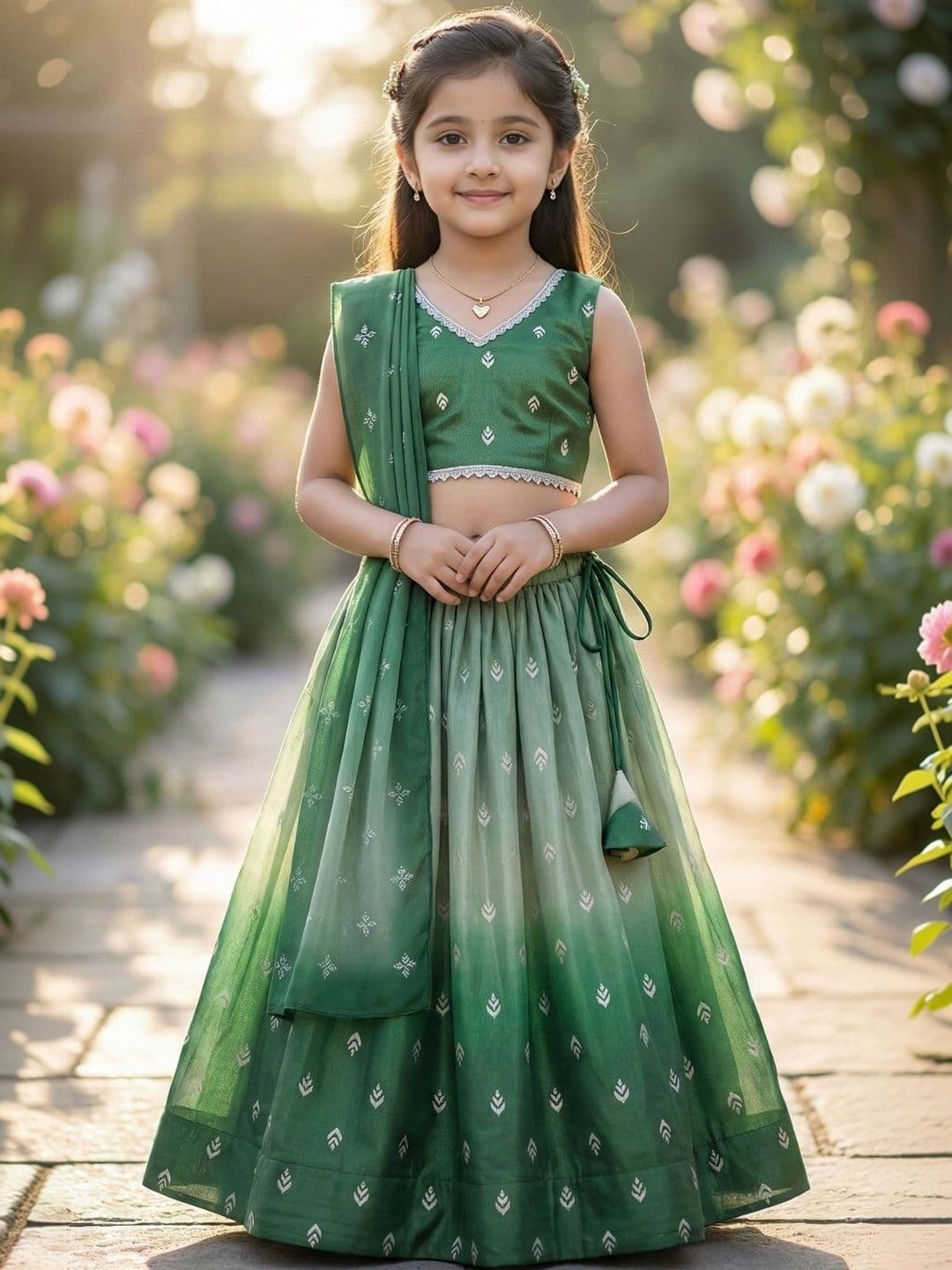 BAESD Girls Ombre Printed Ready to Wear Lehenga & Blouse With Dupatta - view 1