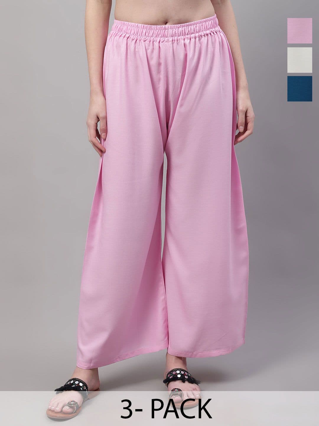 Valles365 by S.C. Women 3 Flared Ethnic Palazzos - view 1
