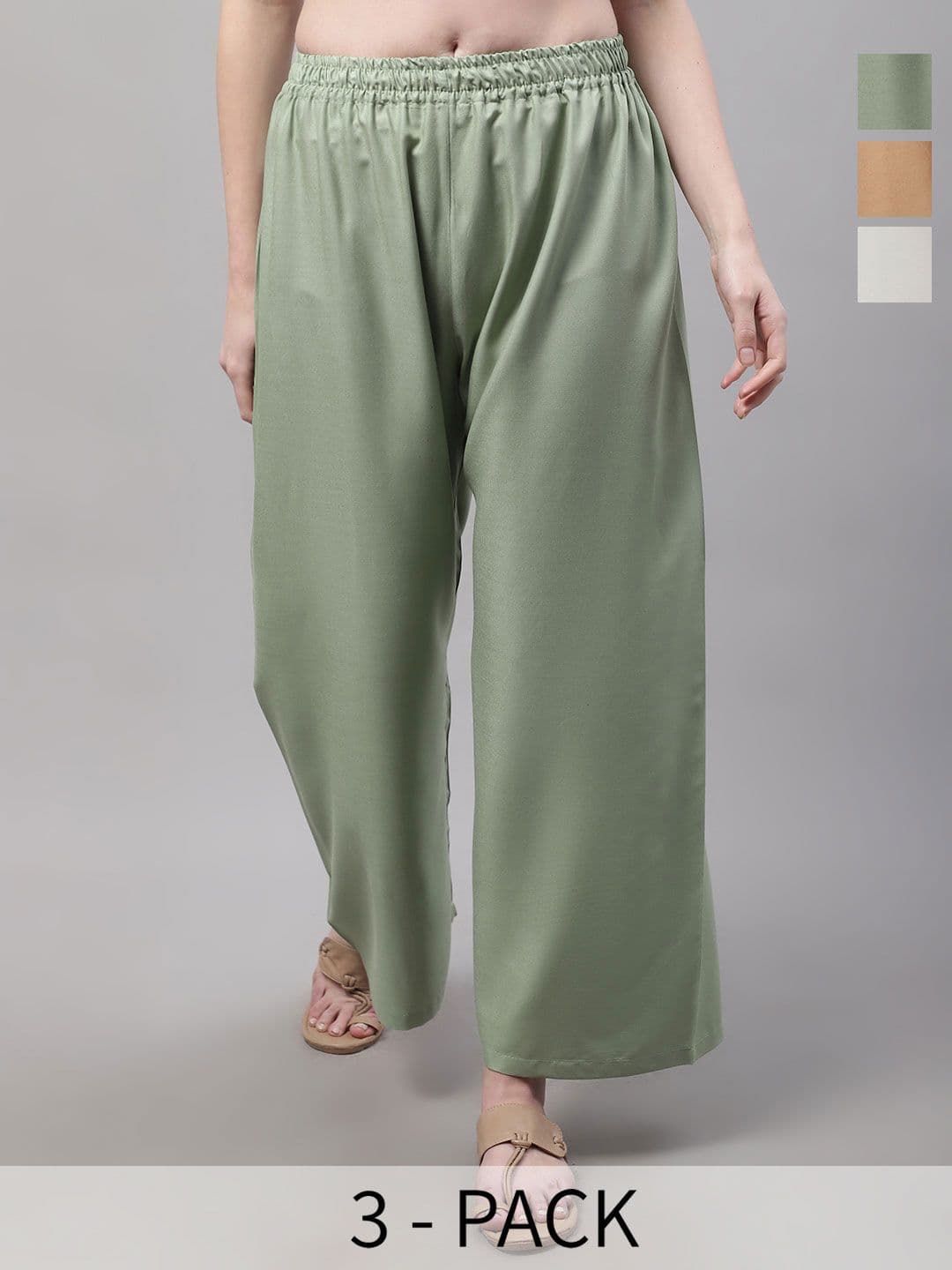 Valles365 by S.C. Women 3 Flared Ethnic Palazzos - view 1