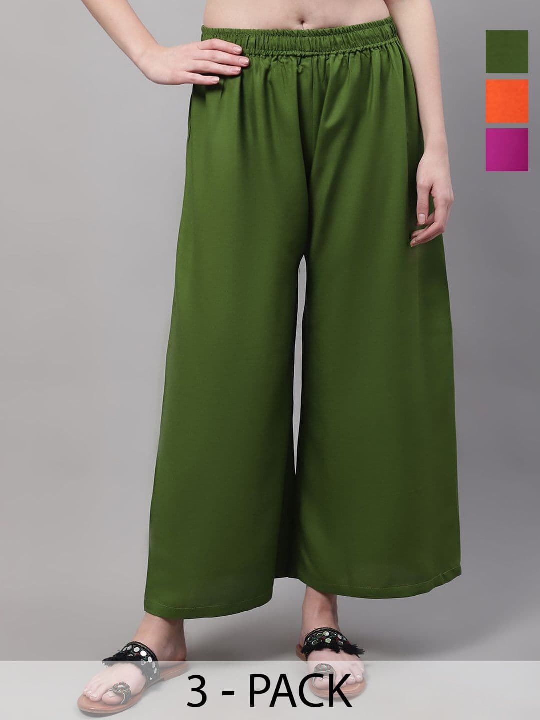 Valles365 by S.C. Women 3 Flared Ethnic Palazzos - view 1