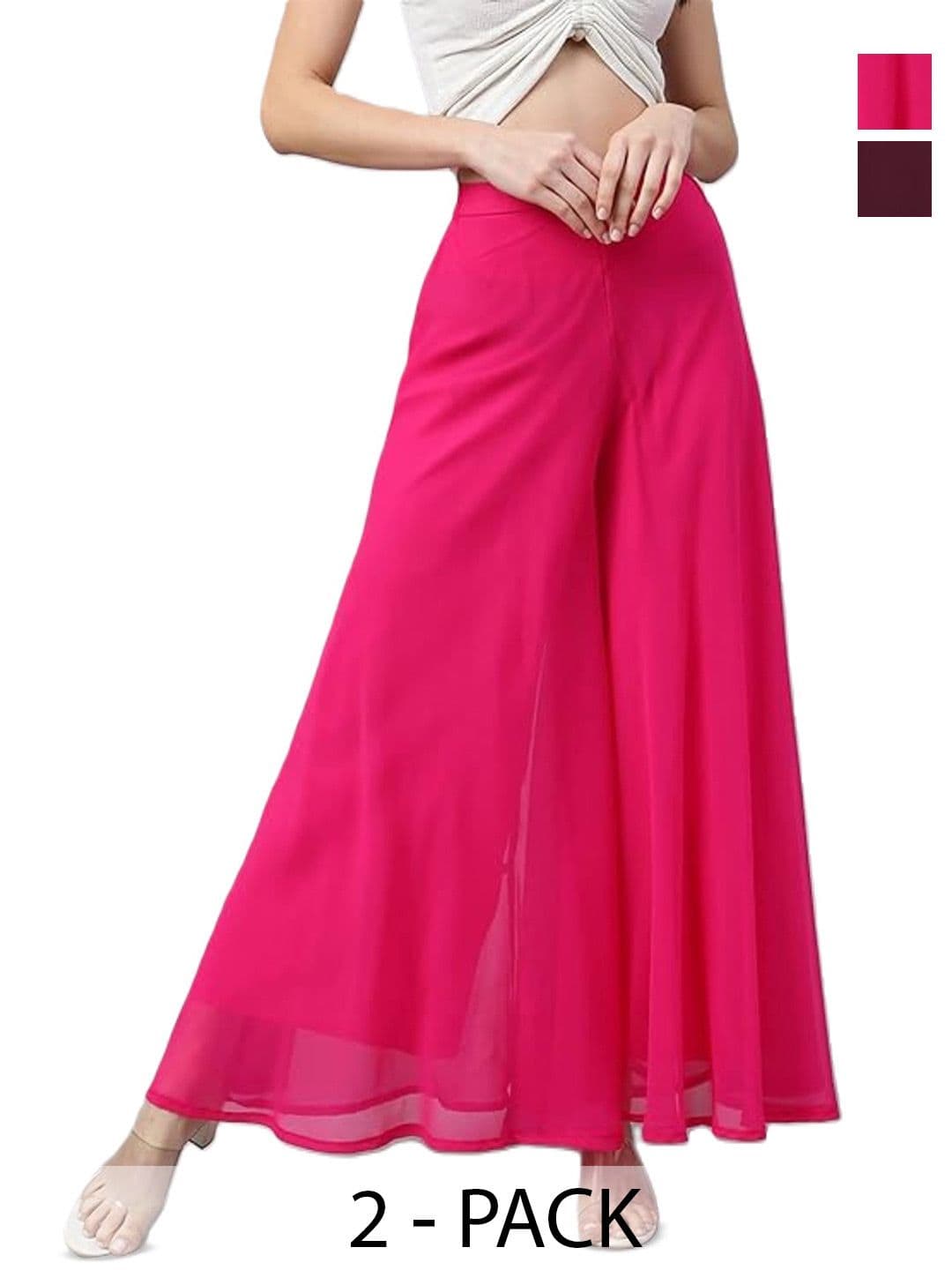 ERUDITE CLUB Women 2 Flared Georgette Palazzos - view 1
