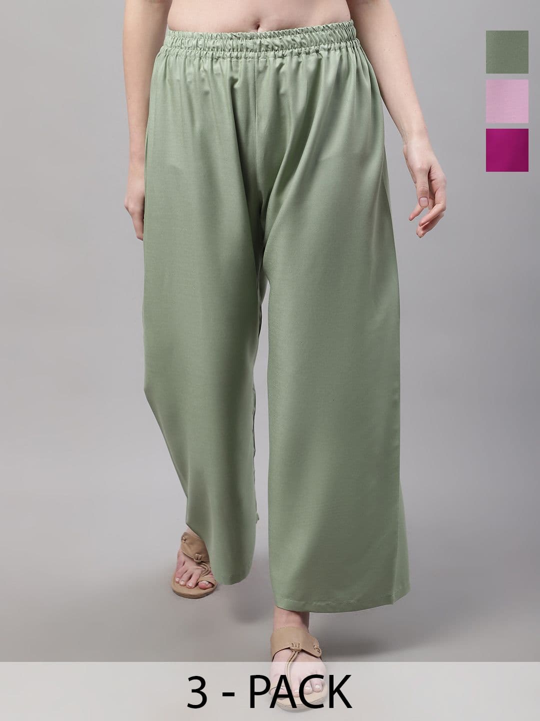 Valles365 by S.C. Women 3 Flared Ethnic Palazzos - view 1