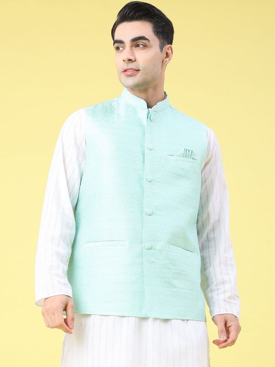 V-Mart Self Design Woven Nehru Jacket - view 1