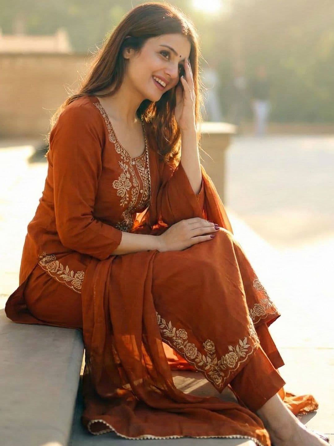 SZN Women Ethnic Motifs Embroidered Regular Thread Work Kurta with Trousers & With Dupatta - view 1