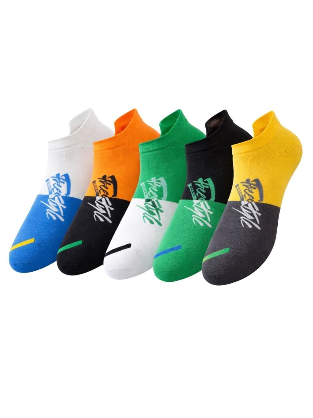iSWEVEN Unisex Pack of 5 Cotton Blend Colourblocked Ankle Length Socks - view 1