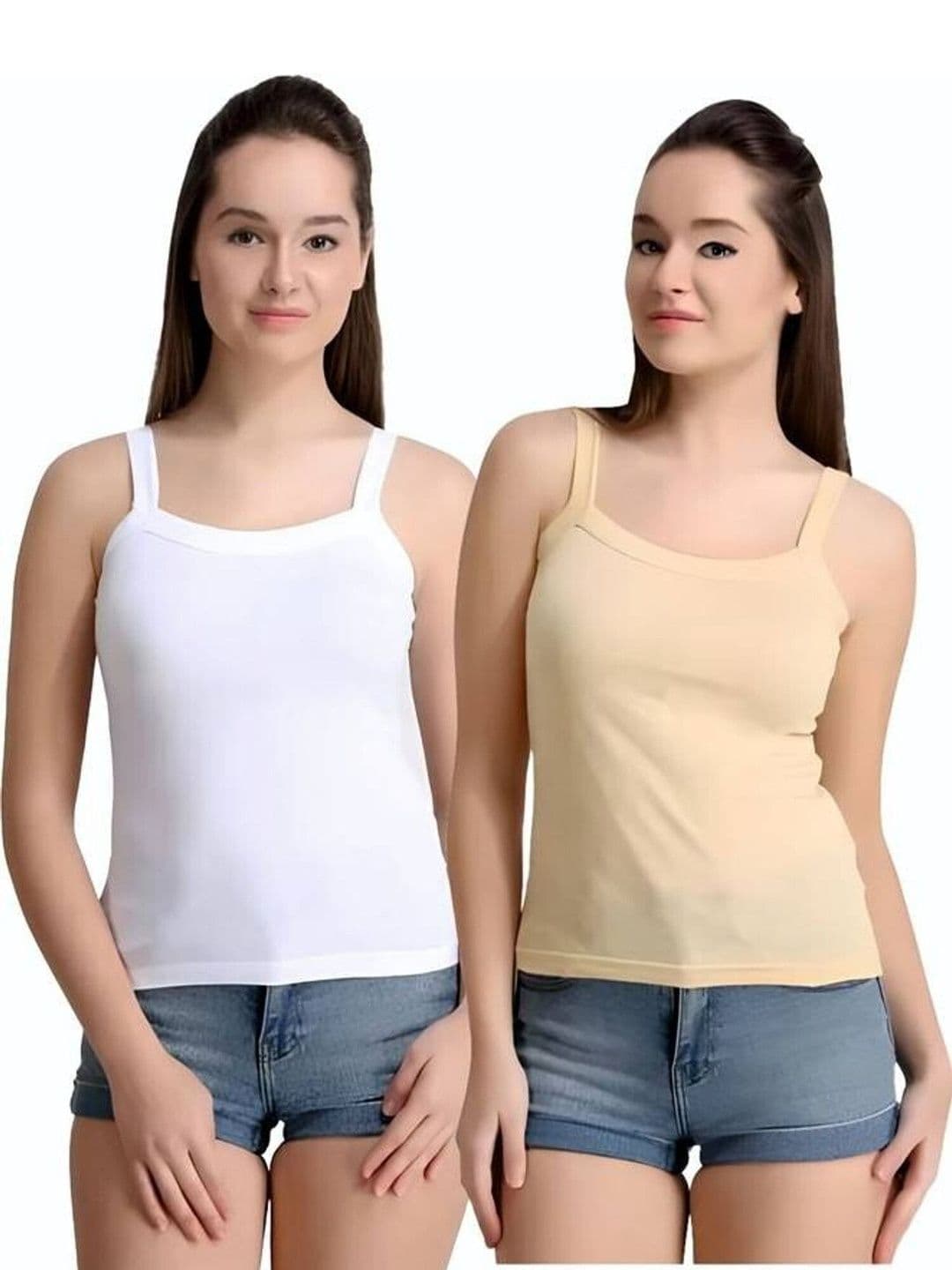 DESNUDA Pack Of 2 Pure Cotton Shoulder Straps Sleeveless Camisoles - view 1