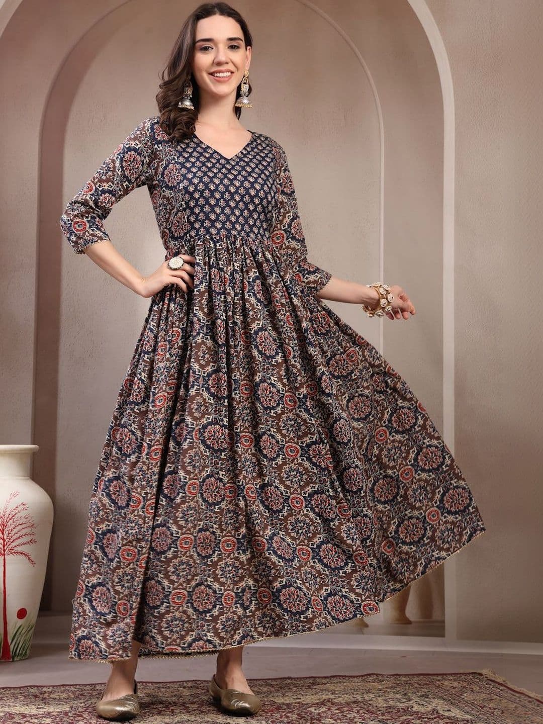 Pristyle Women Ethnic Motifs Printed Thread Work Maternity Anarkali Kurta - view 1
