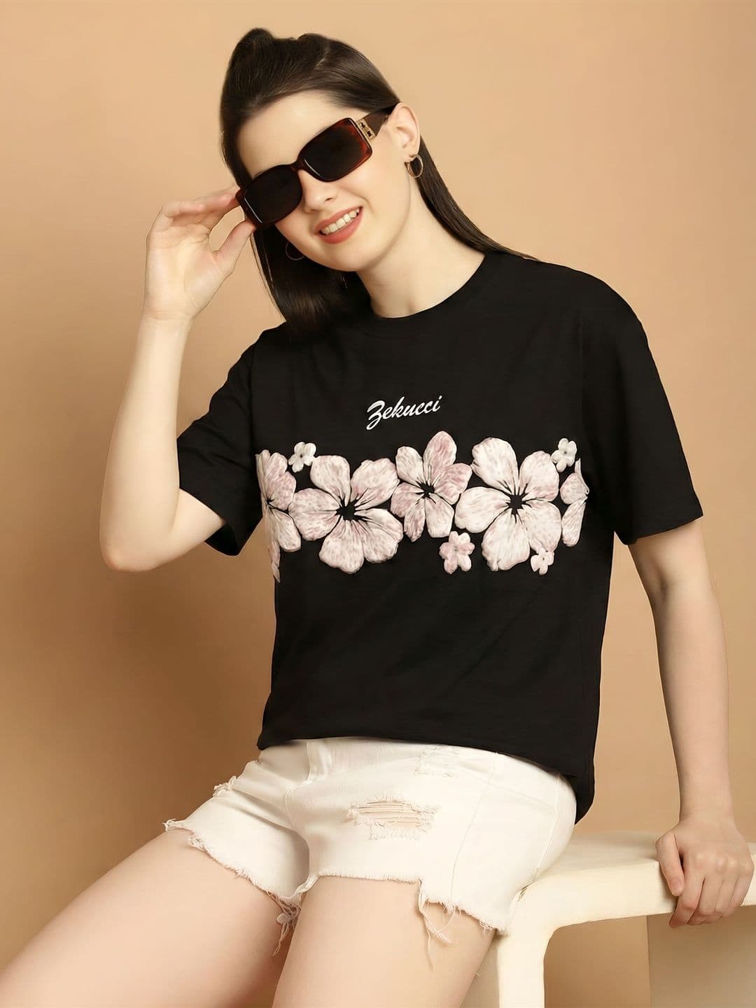 PTVIZE Women Floral Printed T-shirt - view 1