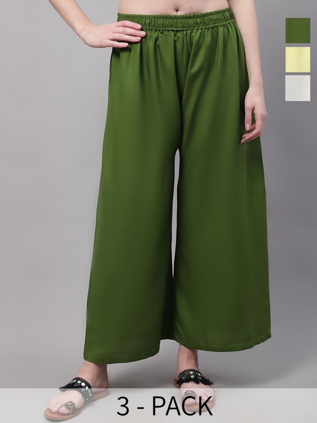Valles365 by S.C. Women 3 Flared Ethnic Palazzos - view 1