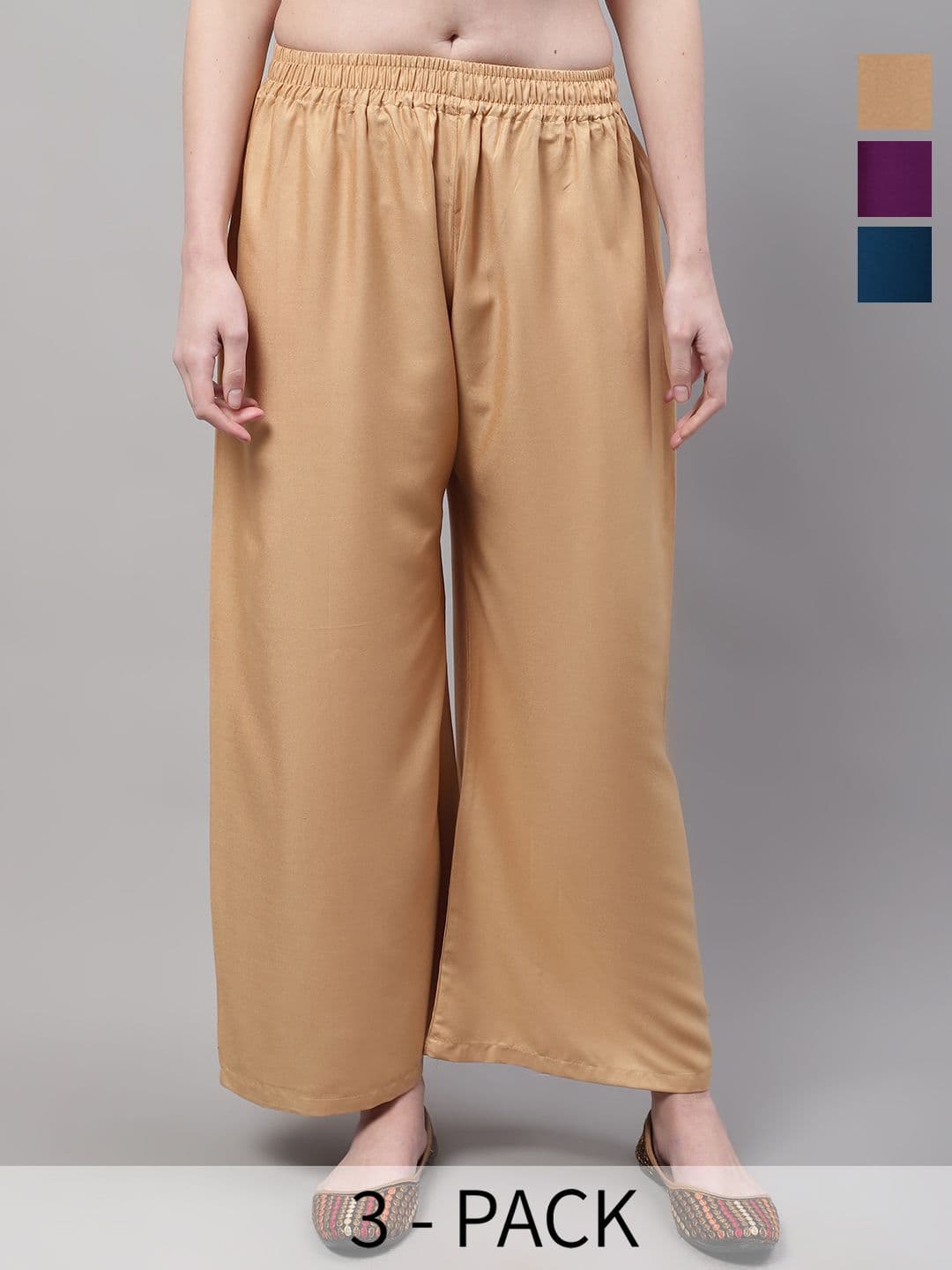 Valles365 by S.C. Women 3 Flared Ethnic Palazzos - view 1