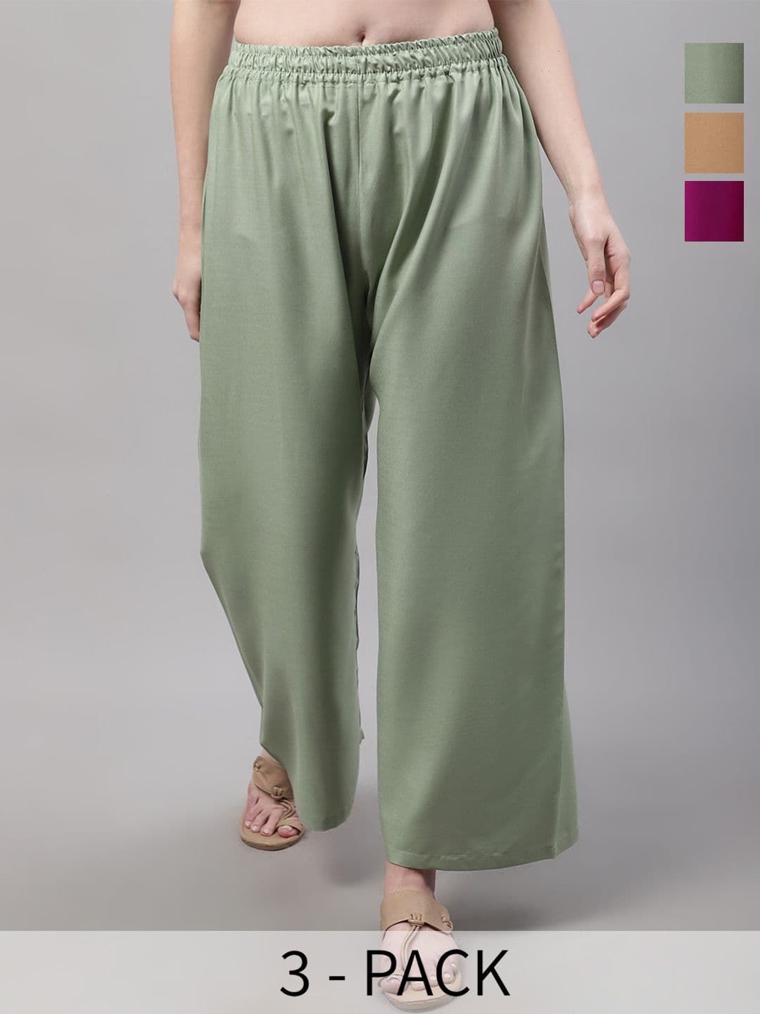 Valles365 by S.C. Women 3 Flared Ethnic Palazzos - view 1