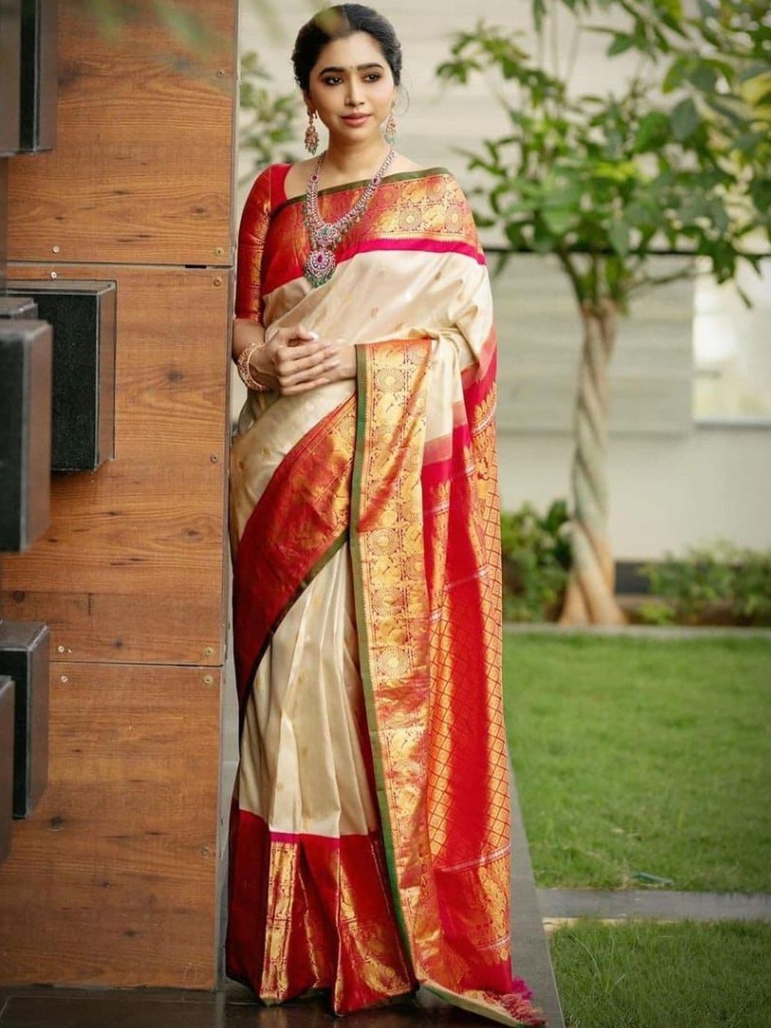 BLACK ROSSY Woven Design Zari Silk Blend Saree - view 1