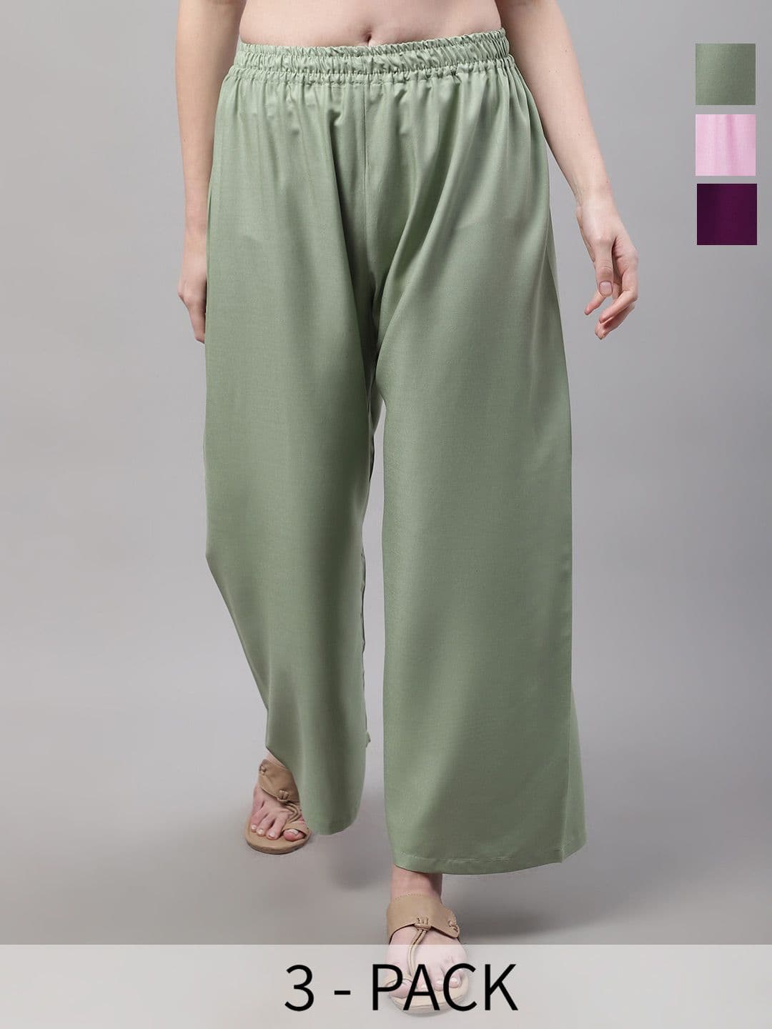 Valles365 by S.C. Women 3 Flared Ethnic Palazzos - view 1