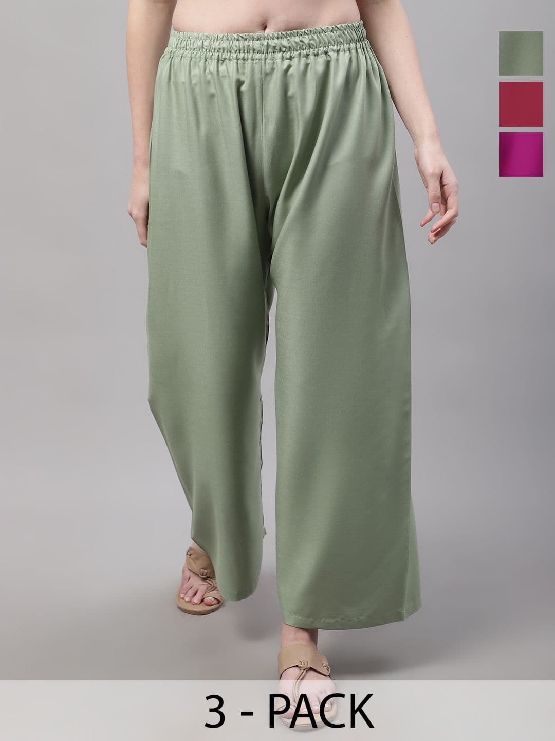 Valles365 by S.C. Women 3 Flared Ethnic Palazzos - view 1