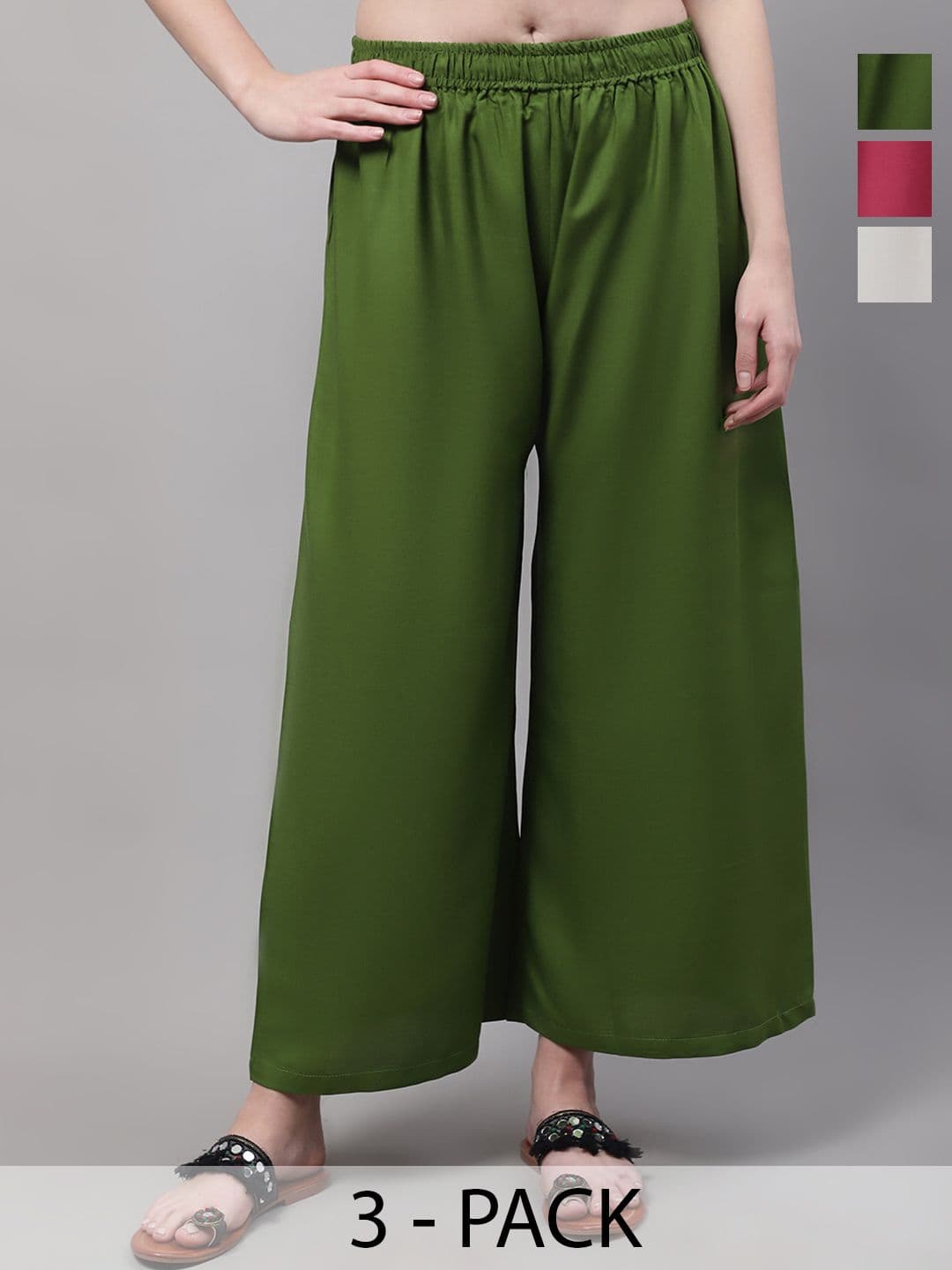 Valles365 by S.C. Women 3 Flared Ethnic Palazzos - view 1