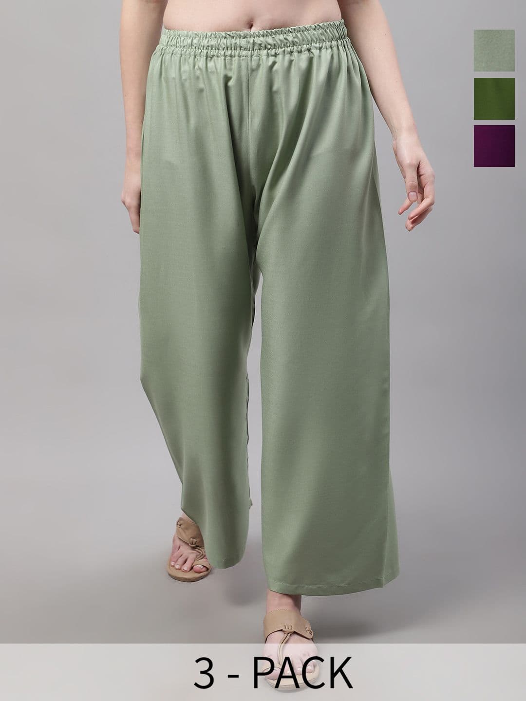 Valles365 by S.C. Women 3 Flared Ethnic Palazzos - view 1