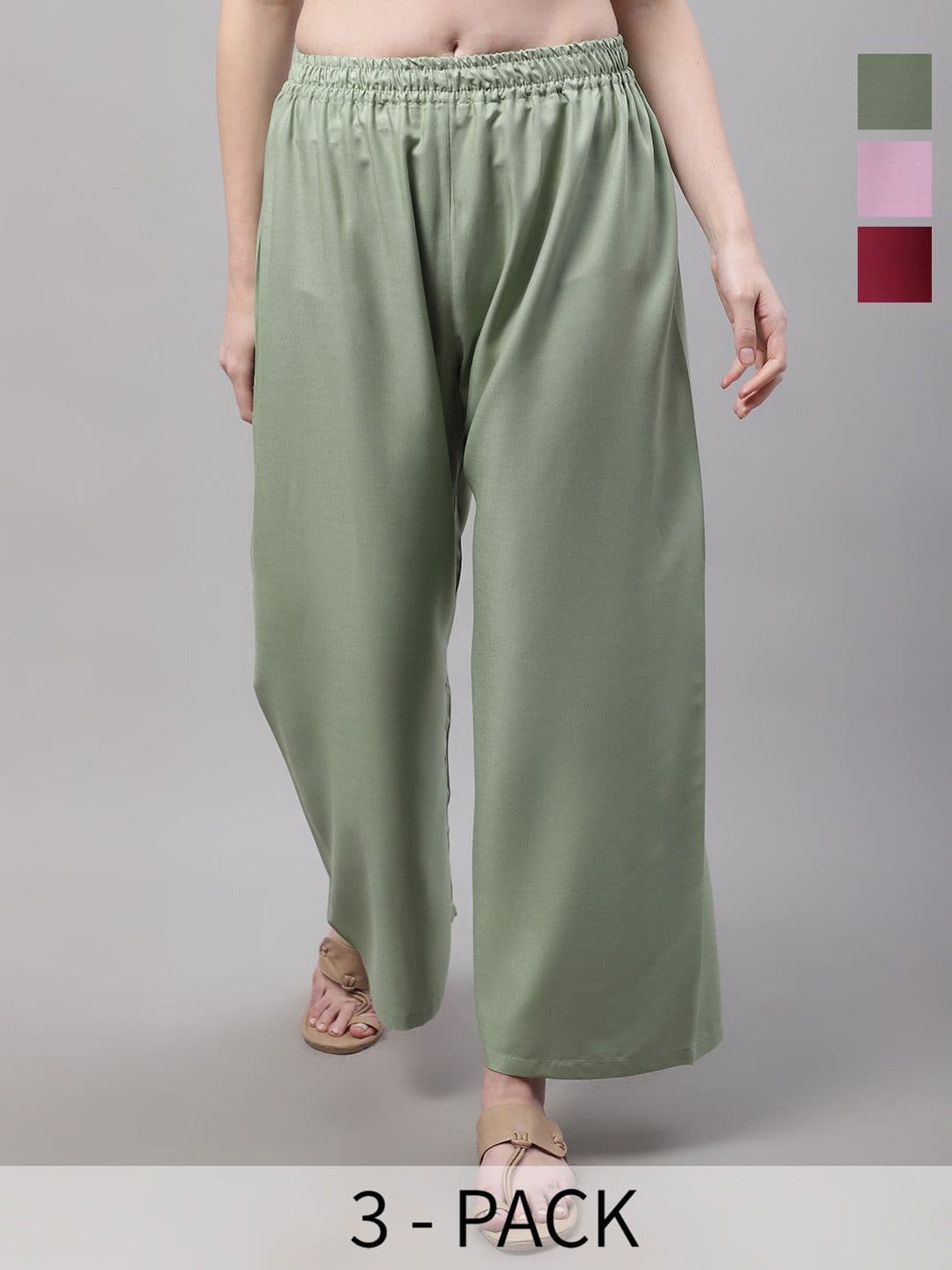 Valles365 by S.C. Women 3 Flared Ethnic Palazzos - view 1