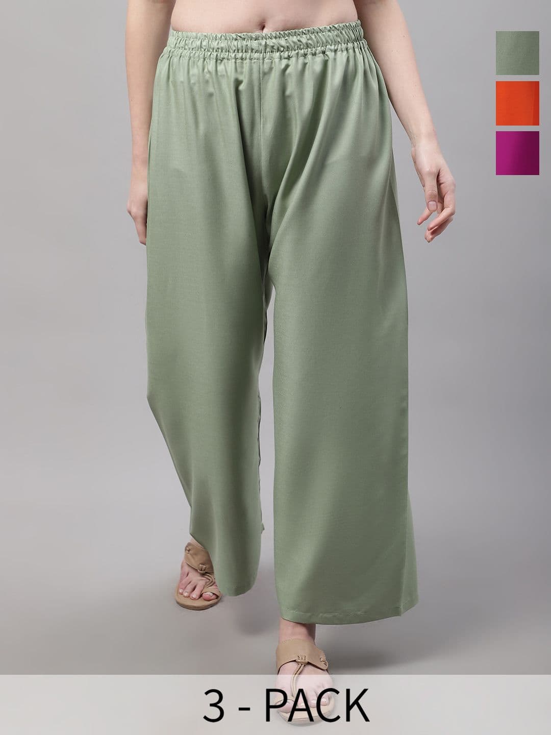 Valles365 by S.C. Women 3 Flared Ethnic Palazzos - view 1