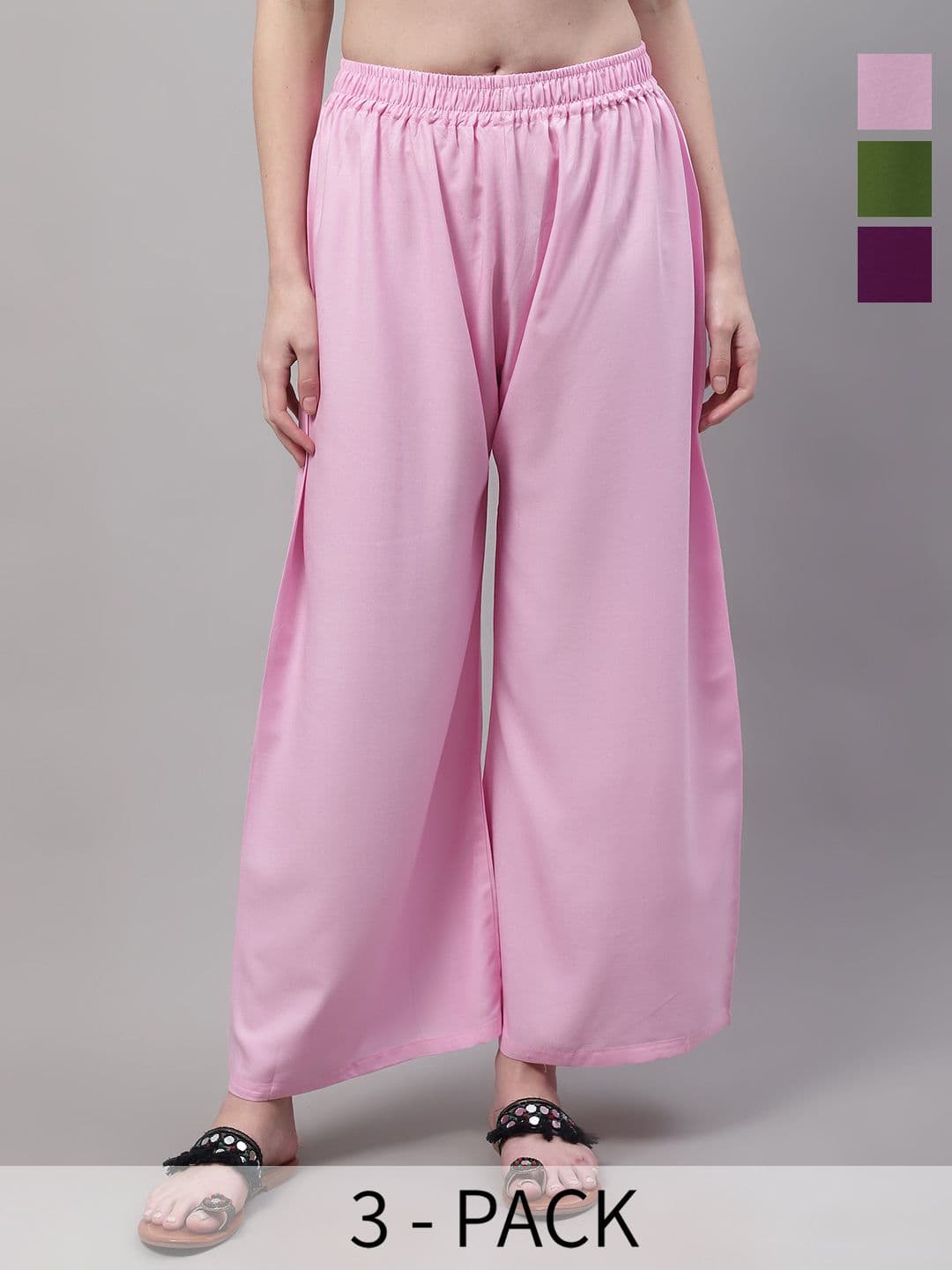 Valles365 by S.C. Women 3 Flared Ethnic Palazzos - view 1