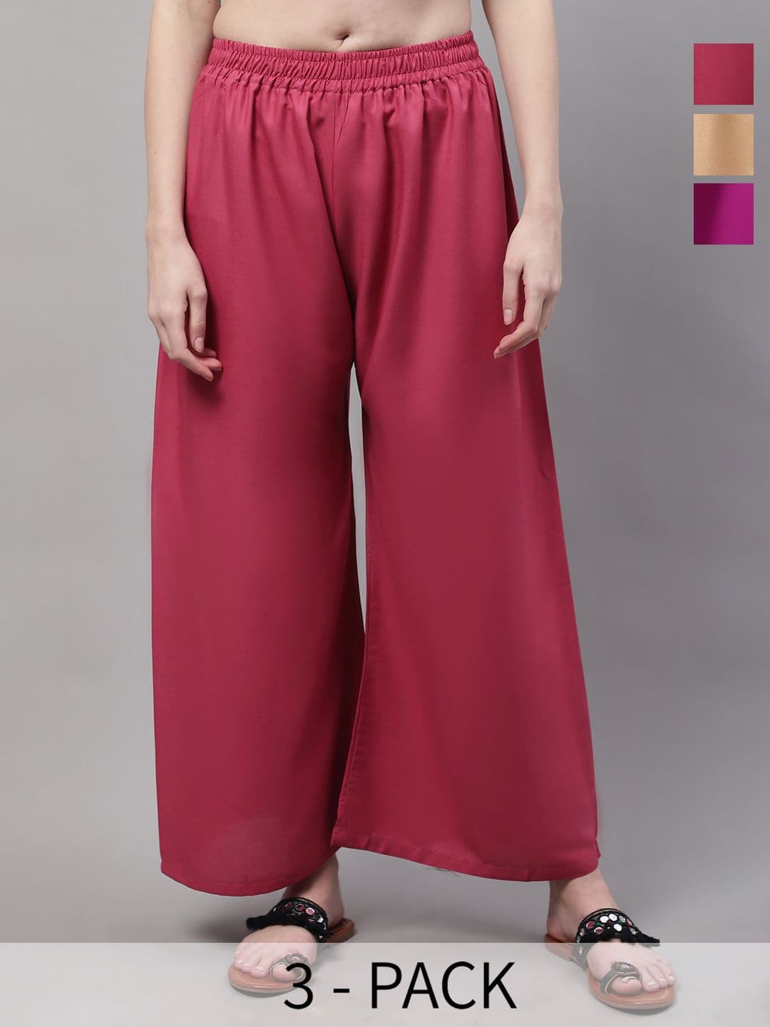 Valles365 by S.C. Women 3 Flared Ethnic Palazzos - view 1