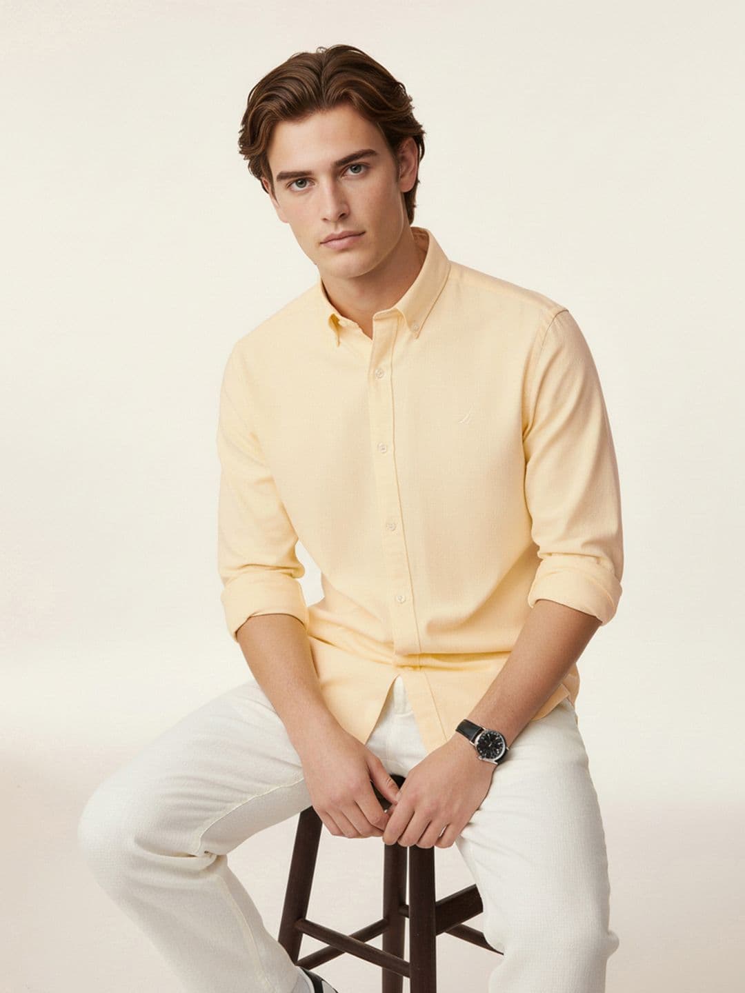 Nautica Pure Cotton Self-Design Slim Fit Casual Shirt - view 1