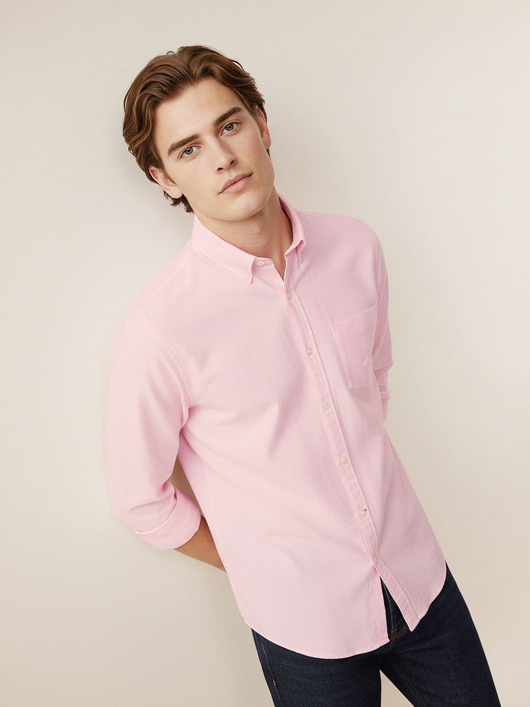 Nautica Pure Cotton Self-Design Slim Fit Casual Shirt - view 1
