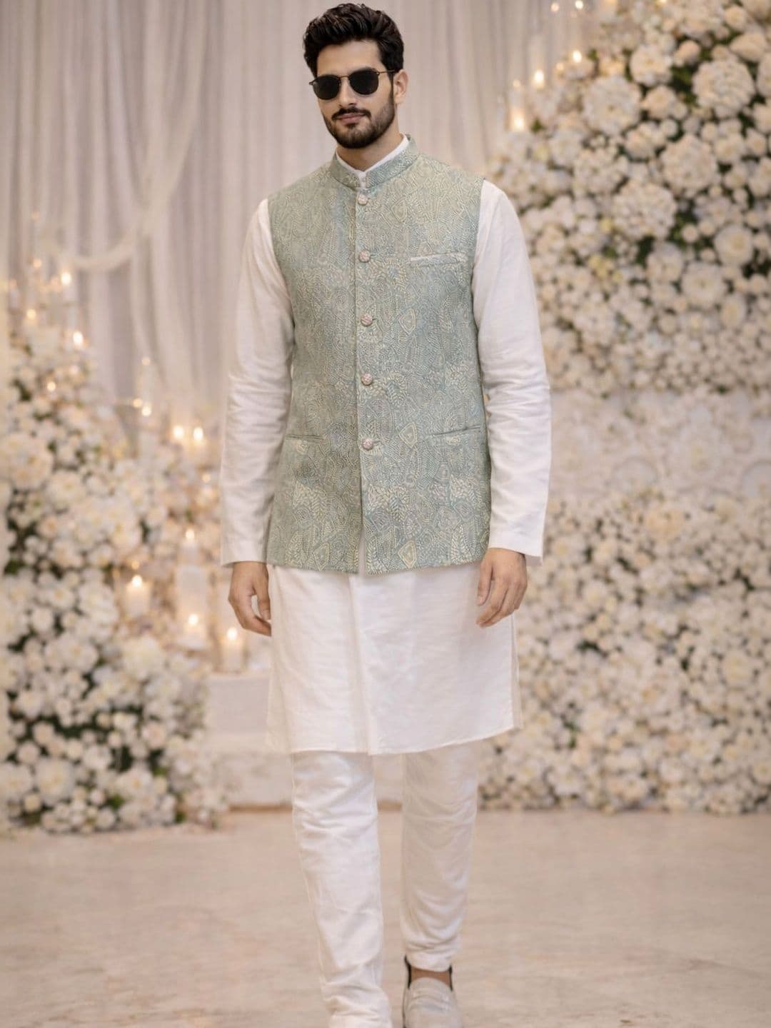 House of Pataudi Woven Design Woven Nehru Jackets - view 1