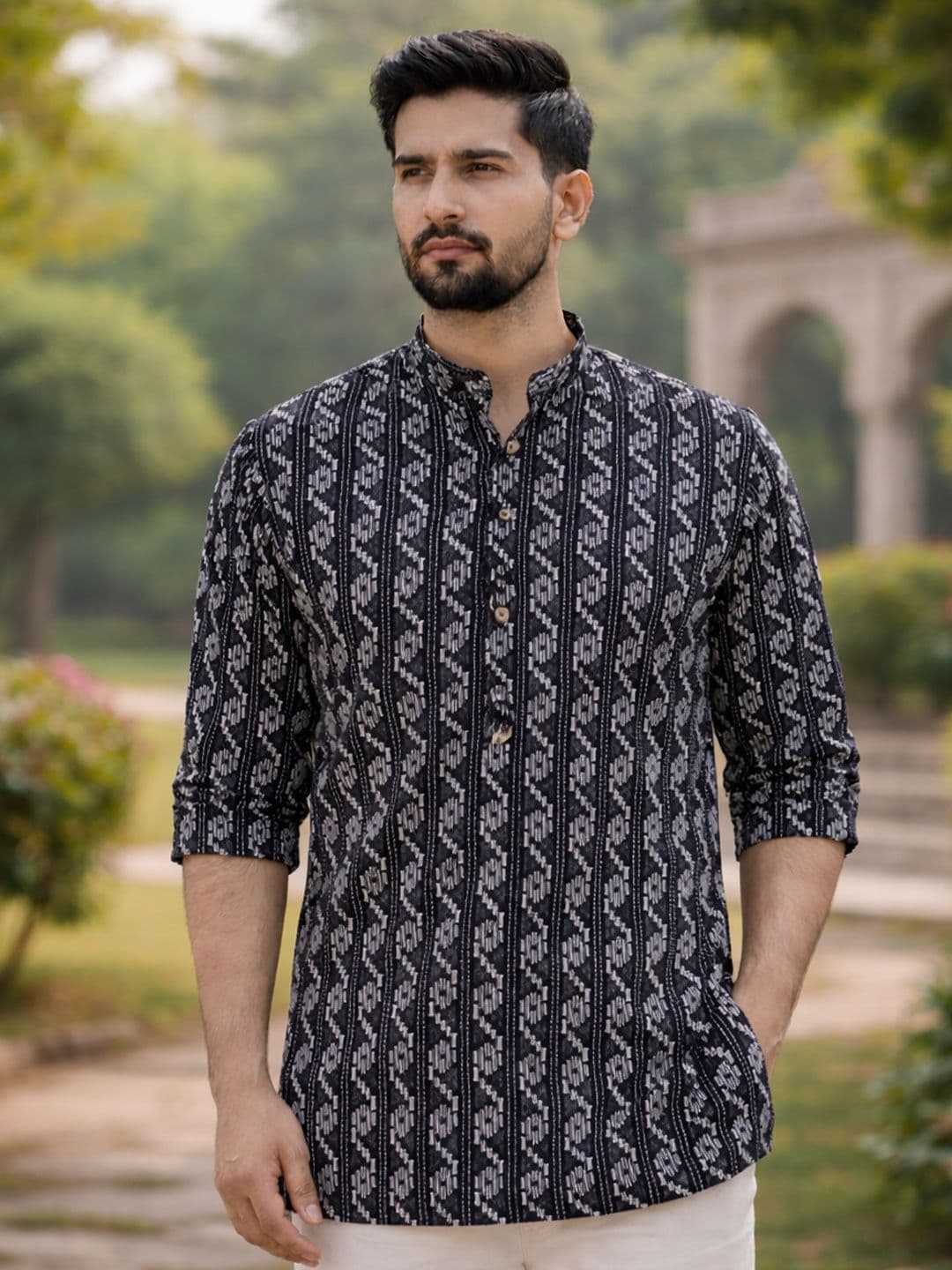 LADSLOOM Men Ethnic Motifs Printed Thread Work Kurta - view 1