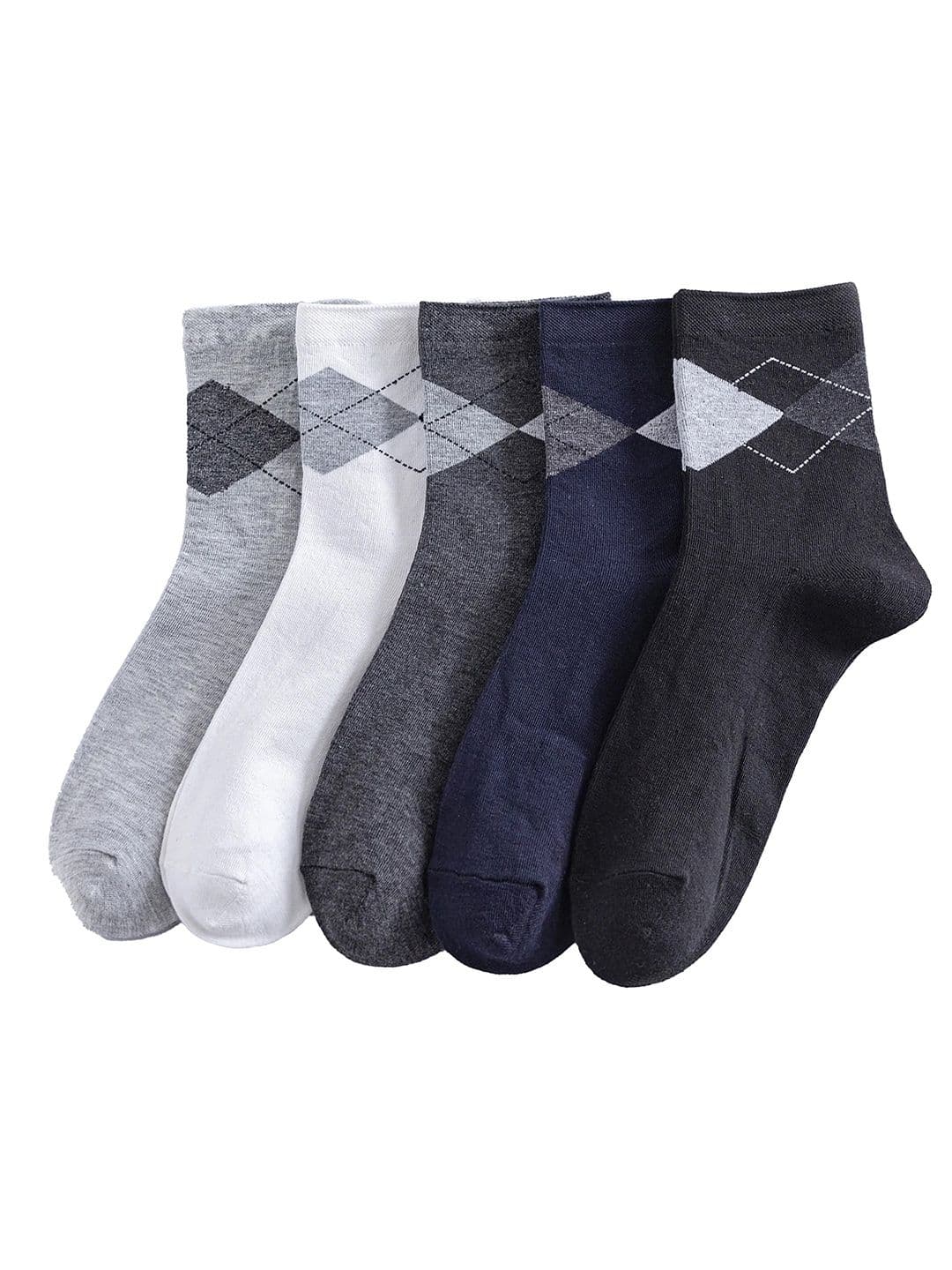 AMINOZA Men Pack of 5 Cotton Assorted Patterned Ankle Length Socks - view 1