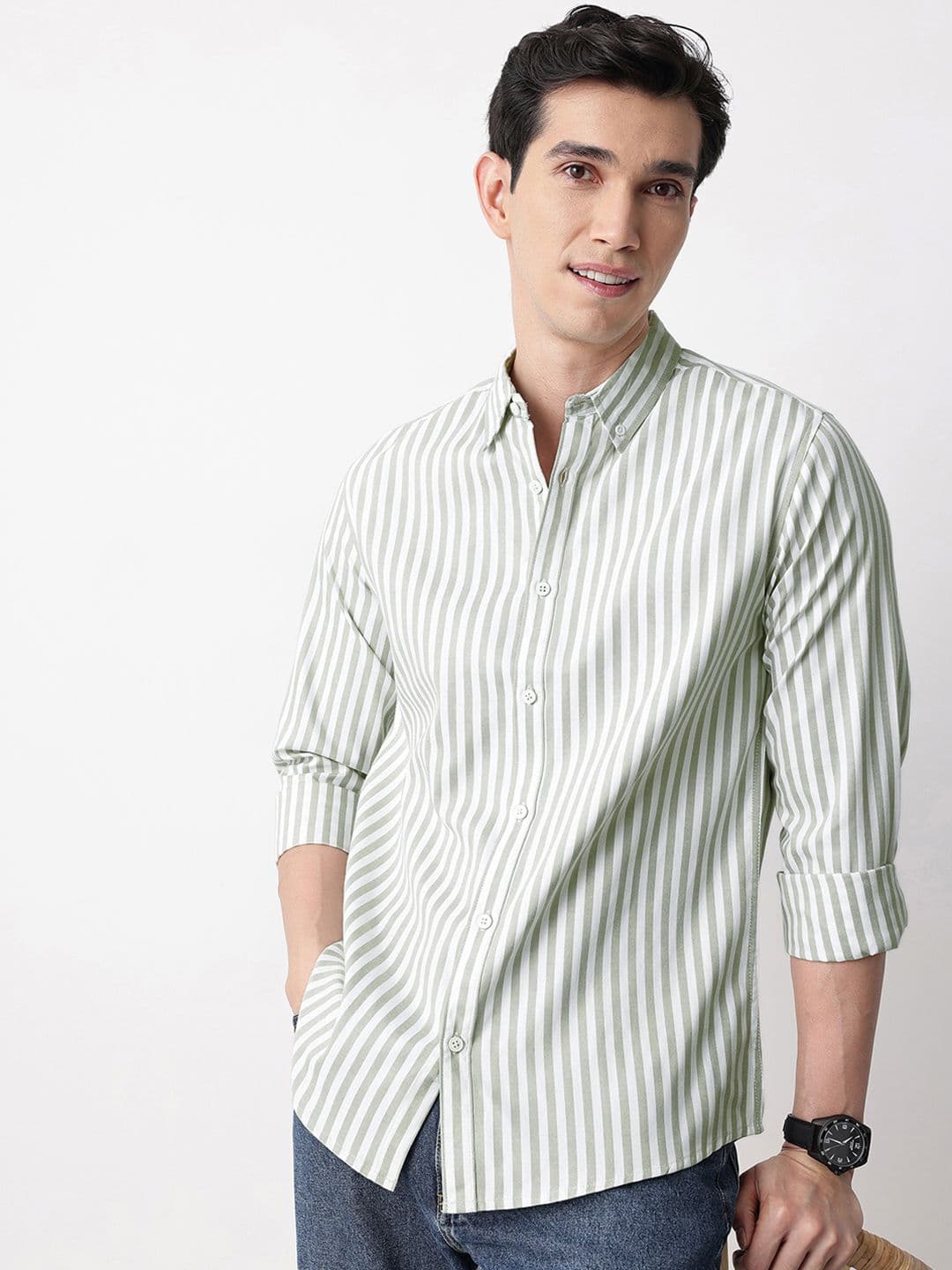 Mast & Harbour Button-Down Collar Striped Casual Shirt - view 1