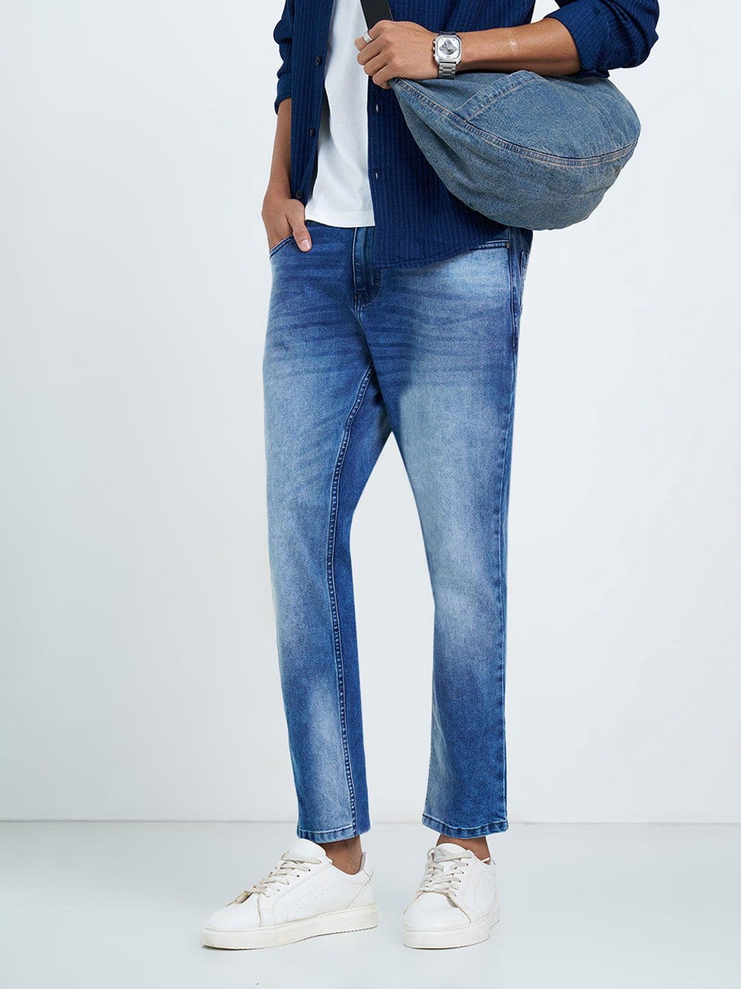 SF JEANS by Pantaloons Men Slim Fit Mid-Rise Light Fade Jeans - view 1