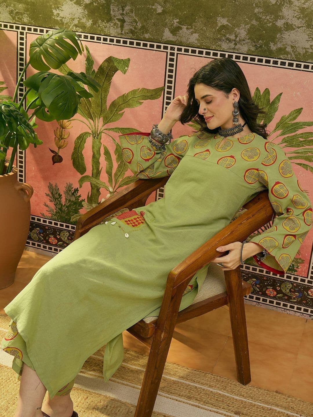 Sangria Printed Pure Cotton Round Neck Kurta & Trousers Kurta Sets - view 1