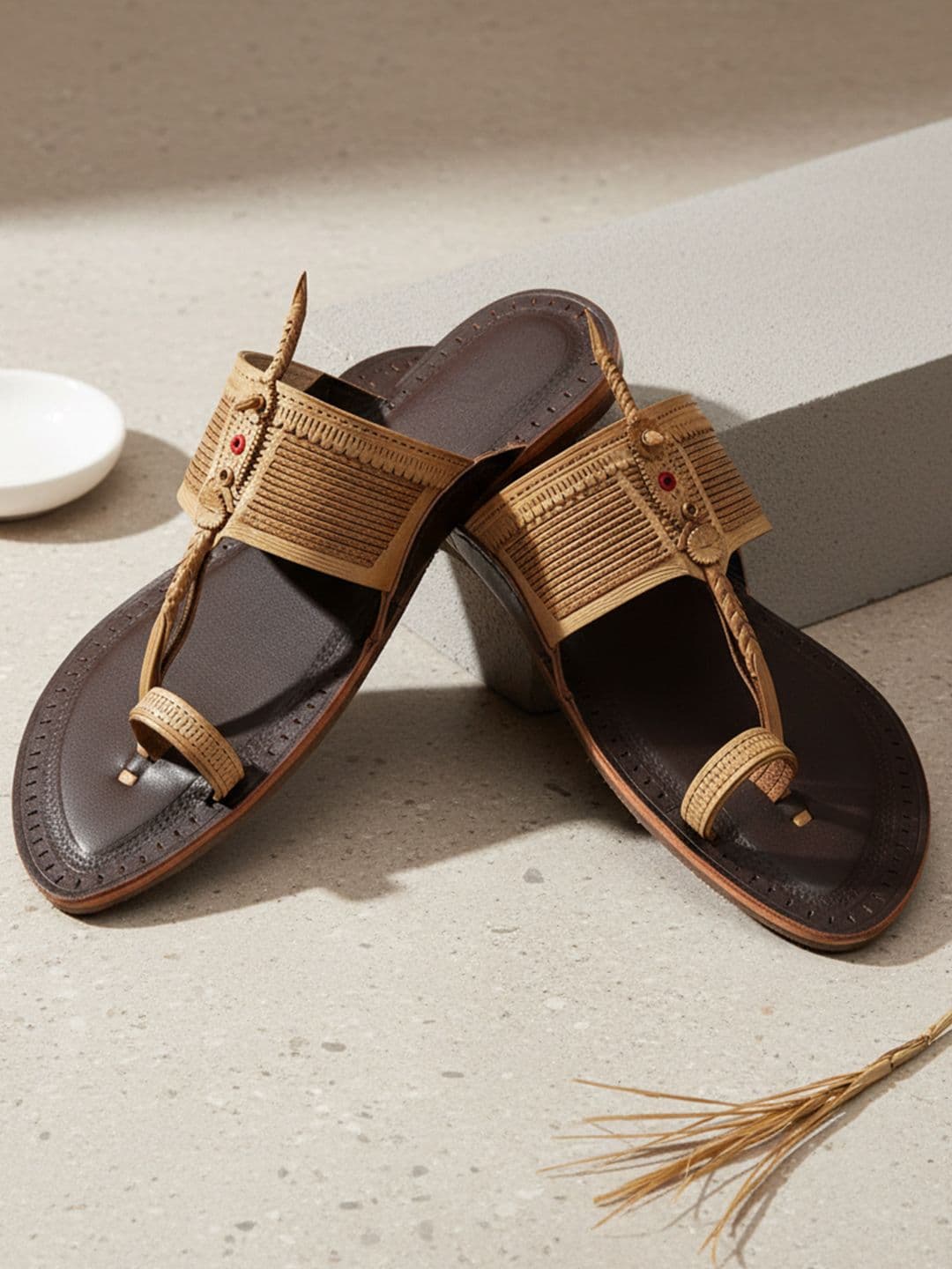KORAKARI Men Leather Kolhapuri Flat Sandals - view 1