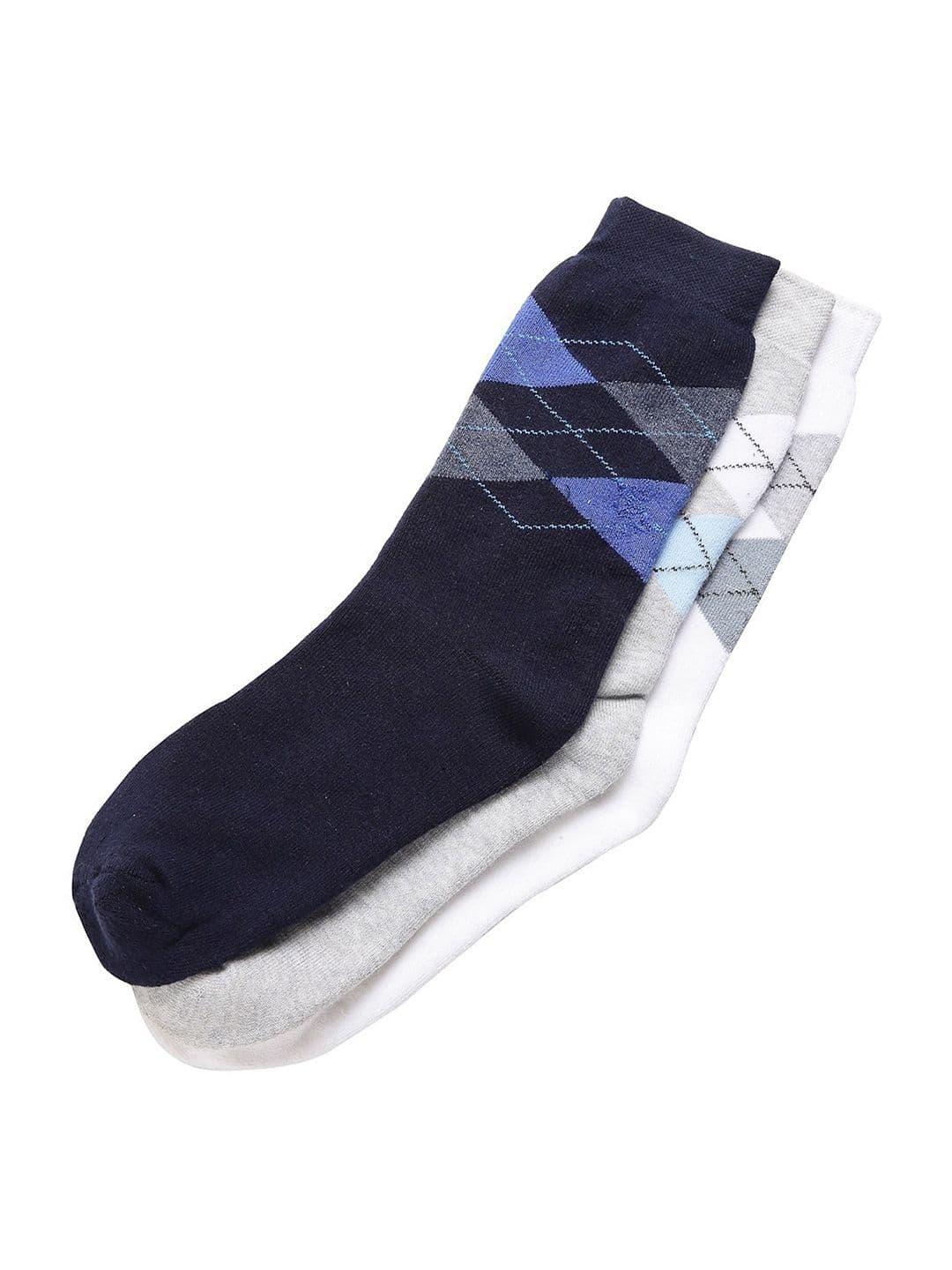 AMINOZA Men Pack of 3 Cotton Assorted Patterned Ankle Length Socks - view 1