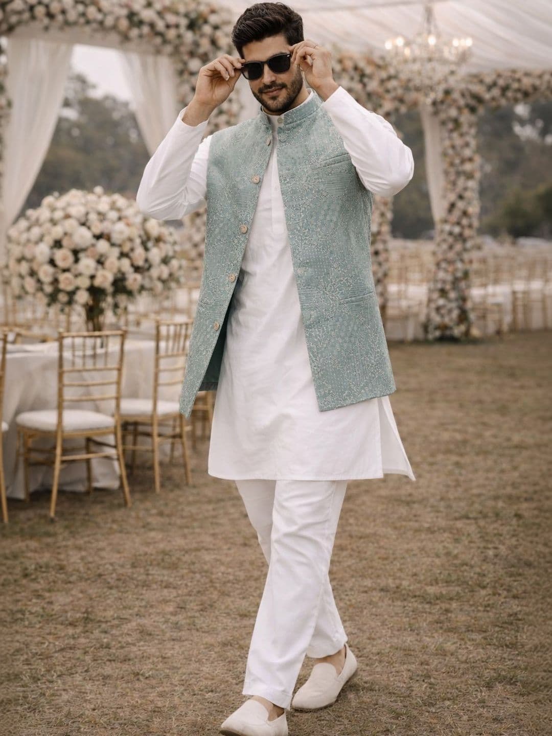 House of Pataudi Woven Design Woven Nehru Jackets - view 1