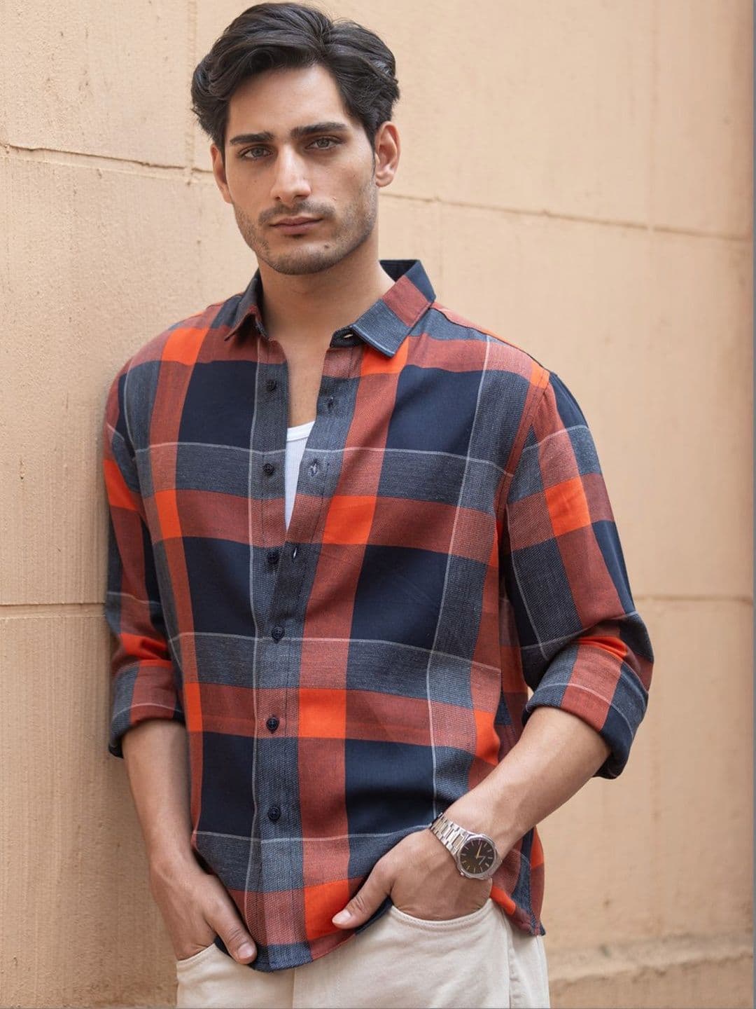 Powerlook Structure Checks Checked Cotton Long Sleeves Shirt - view 1